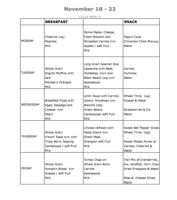 Lunch Menus – Hillcrest Kids