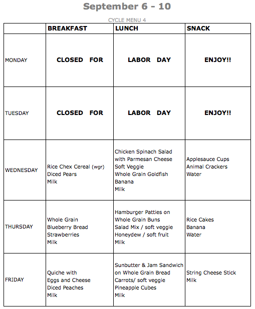 Lunch Menus – Hillcrest Kids